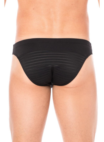 Slip noir rayé opaque et transparent - LM2906-61BLK